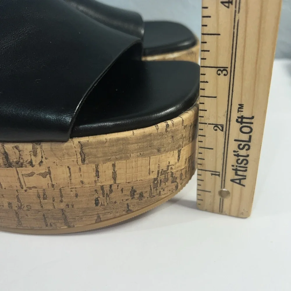 Bershka Chunky Platform Open-Toed Slide Cork Wedge Sandal Size 7.5-New‎